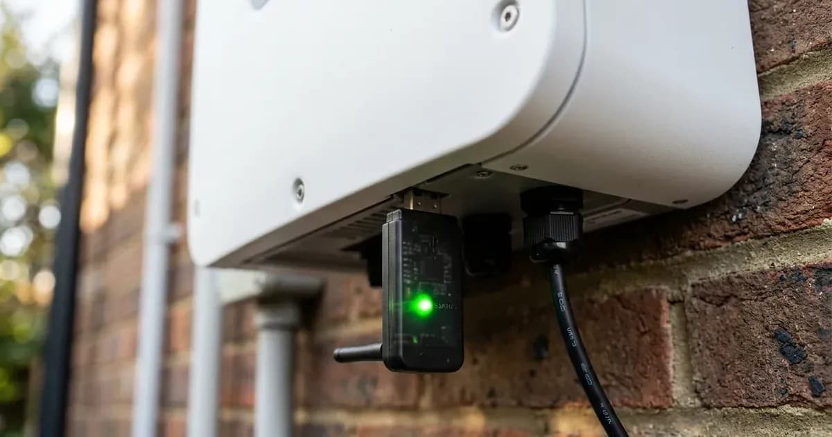 Solar datalogger module plugged into the bottom of a solar inverter. — SolarNevs spec card