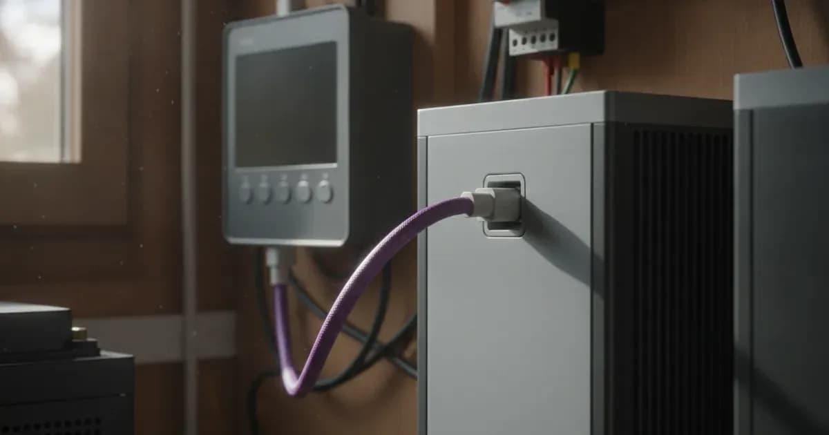 A close-up photo of a Victron GX device connected via CAN-bus cable to a ZYC Energy battery pack — SolarNevs spec card