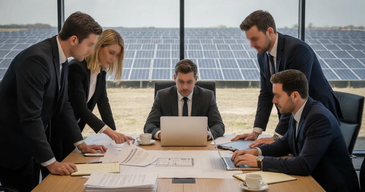 Legal team drafting the schedule of Requirements and compulsory acquisition articles for a major solar farm Development Consent Order — SolarNevs spec card