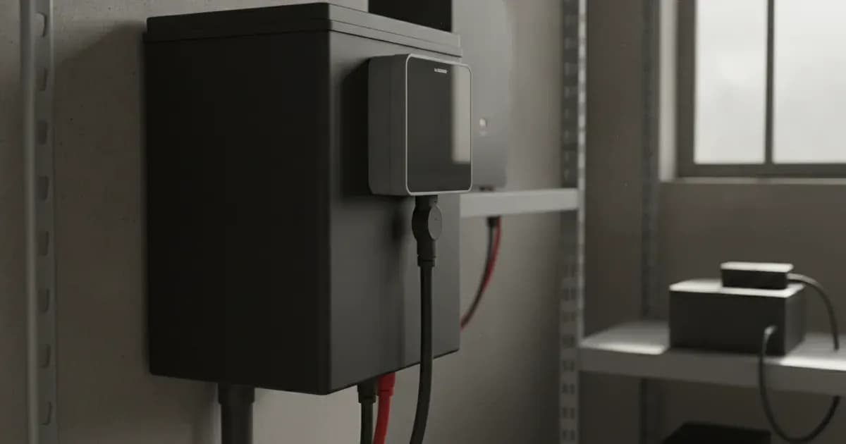 A close-up shot of a Victron GX device connected via CAN-bus to an Exide Sonnenschein lithium battery — SolarNevs spec card