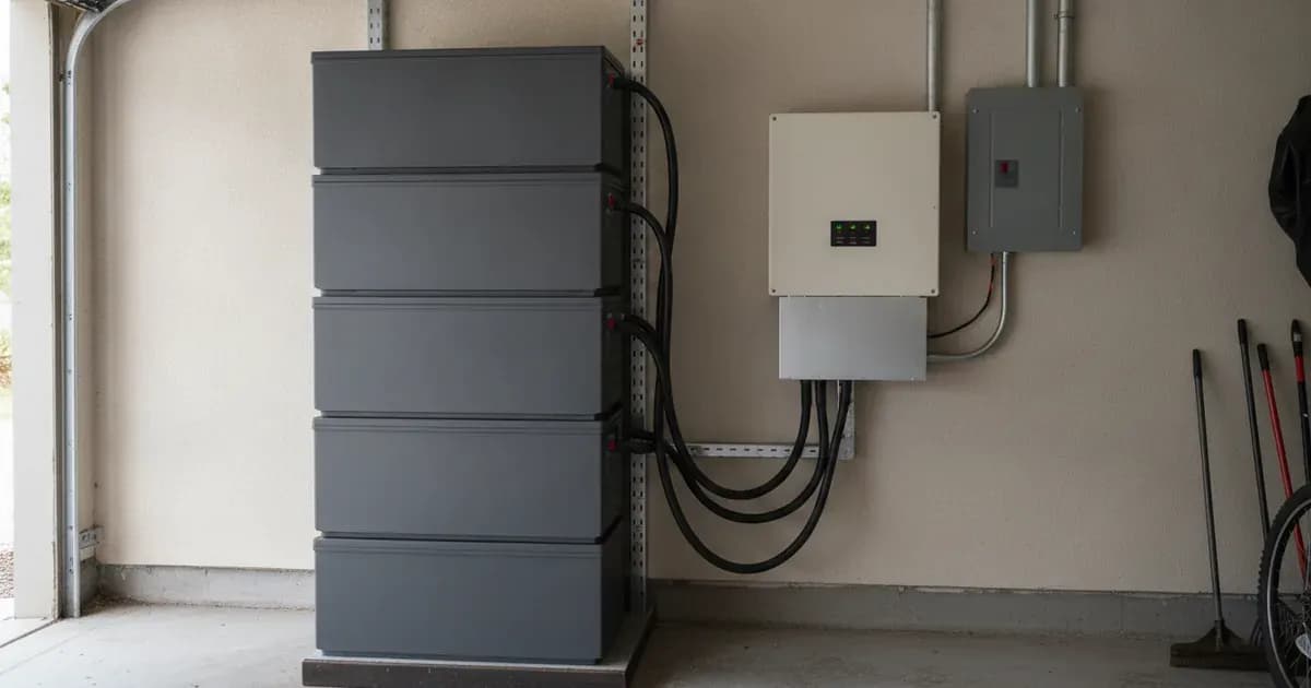 A stack of Sungrow SBR battery modules installed next to a residential inverter — SolarNevs spec card