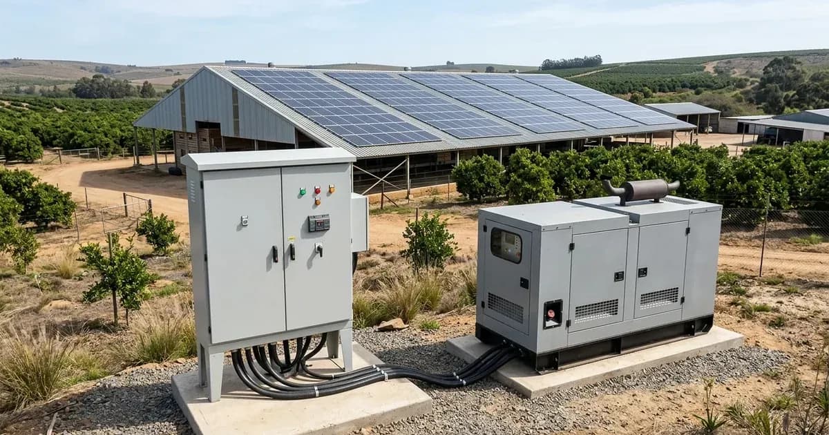 Agricultural packhouse commercial solar PV rooftop installation and hybrid power system in South Africa. — SolarNevs spec card