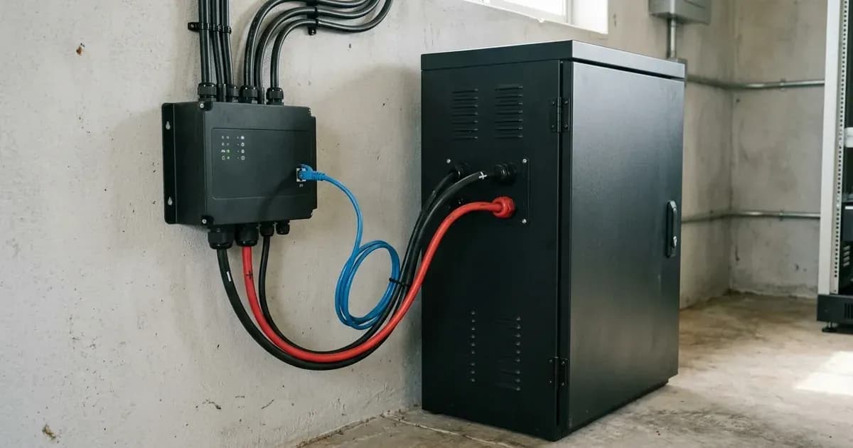 Communication controller unit and RJ45 data cable connected to a stationary lithium battery system — SolarNevs spec card
