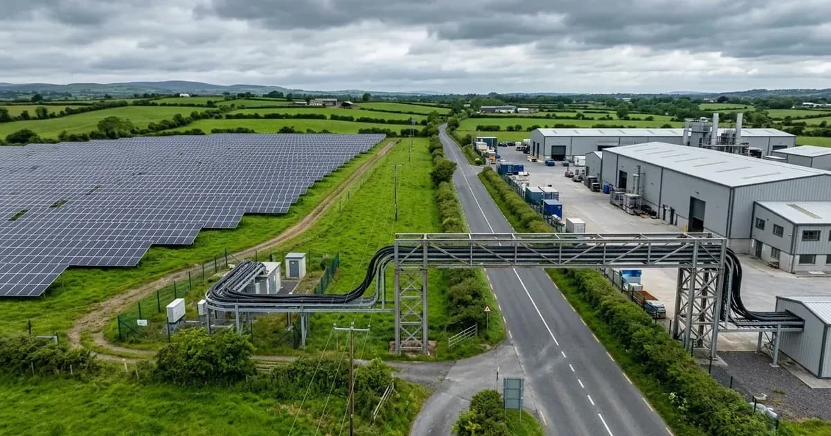 Direct line private wire cable bridge from a solar array to an Irish factory. — SolarNevs spec card