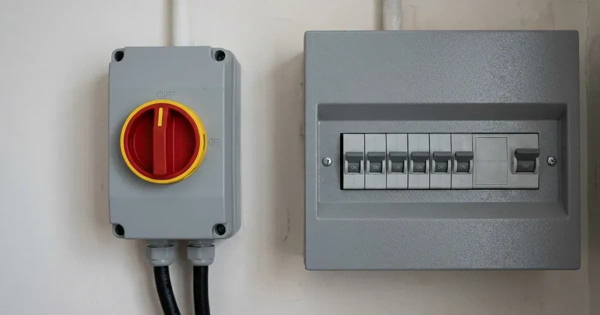 Solar PV array rotary DC isolator switch and breaker panel in a UK residential installation. — SolarNevs spec card