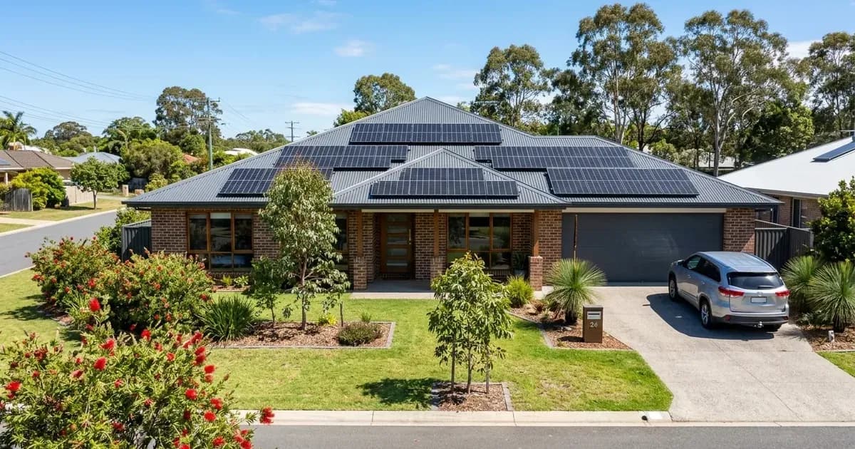Residential rooftop solar array on a suburban Australian family house. — SolarNevs spec card