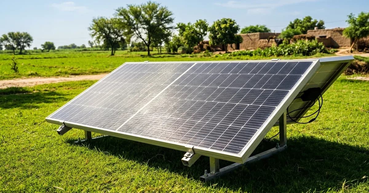 A premium 580W bifacial solar panel under sunny light — SolarNevs spec card