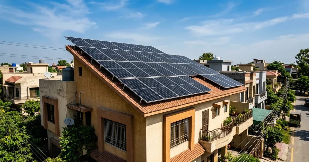 Canadian Solar panels installed on the roof of a suburban Pakistani house — SolarNevs spec card