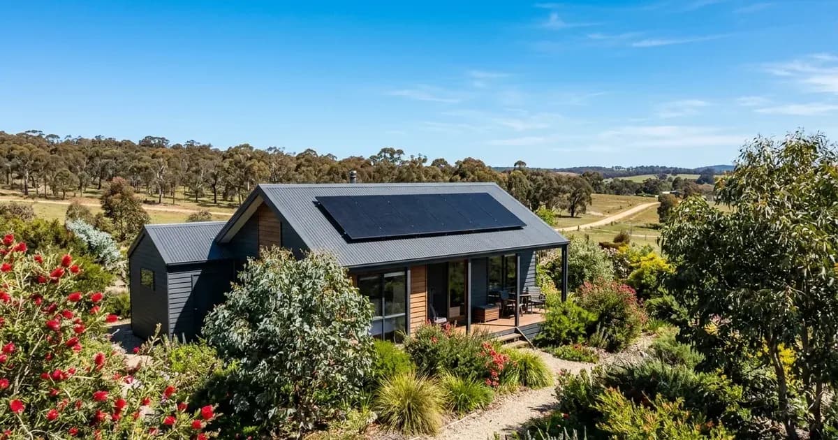 Compact 2kW residential solar panel system on a metal roof in Australia under bright sunlight — SolarNevs spec card
