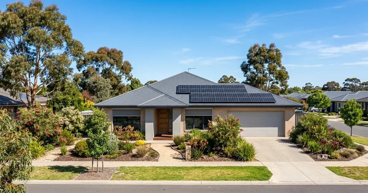 3kW solar panel system installed on a suburban Australian home roof under clear blue skies — SolarNevs spec card