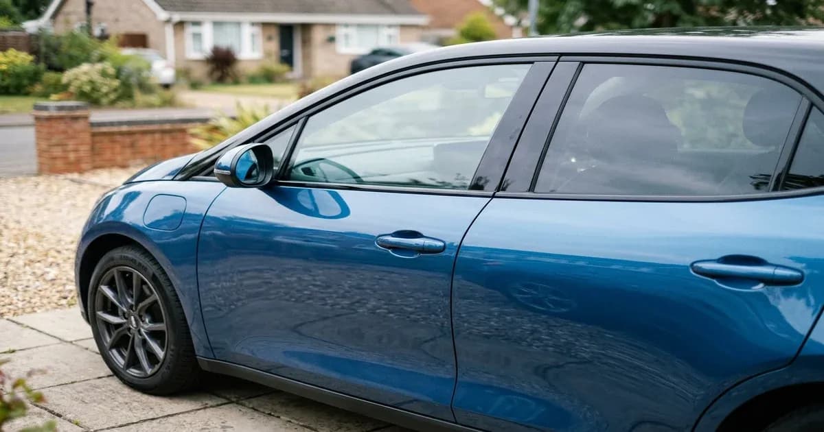 Dongfeng Box premium electric hatchback parked in a driveway in Pakistan — SolarNevs spec card