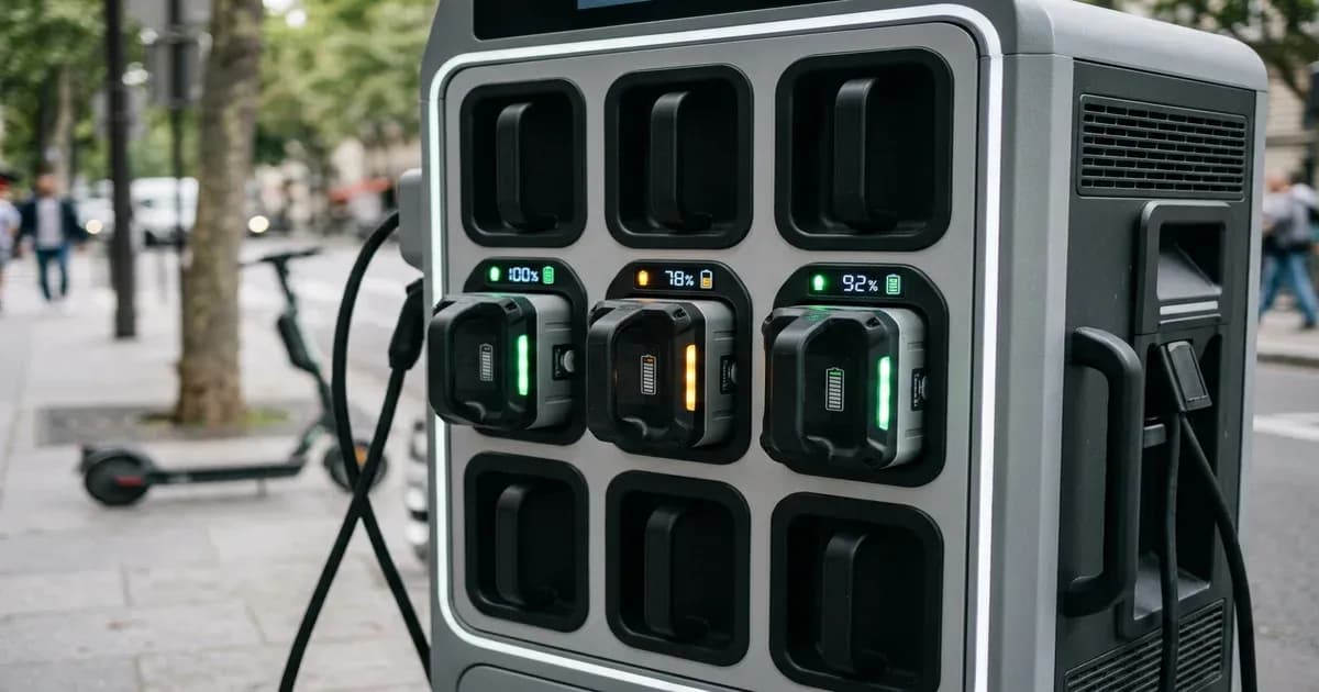 Modular battery-swapping station terminal for electric two-wheelers — SolarNevs spec card