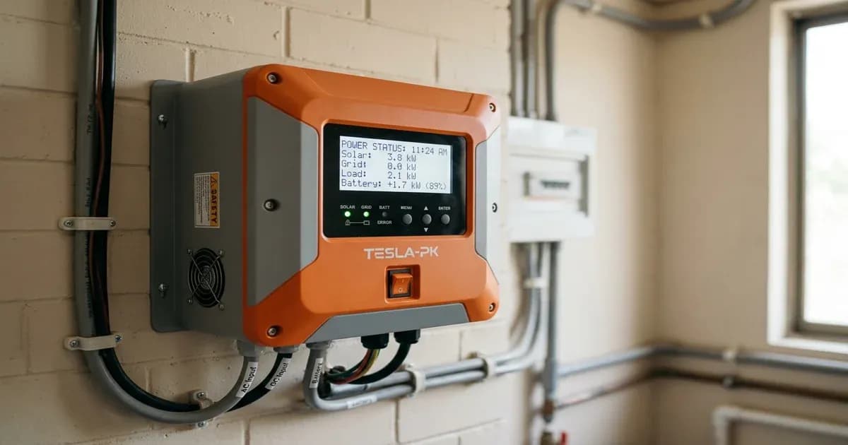 Tesla-PK solar inverter installed in Pakistan — SolarNevs spec card
