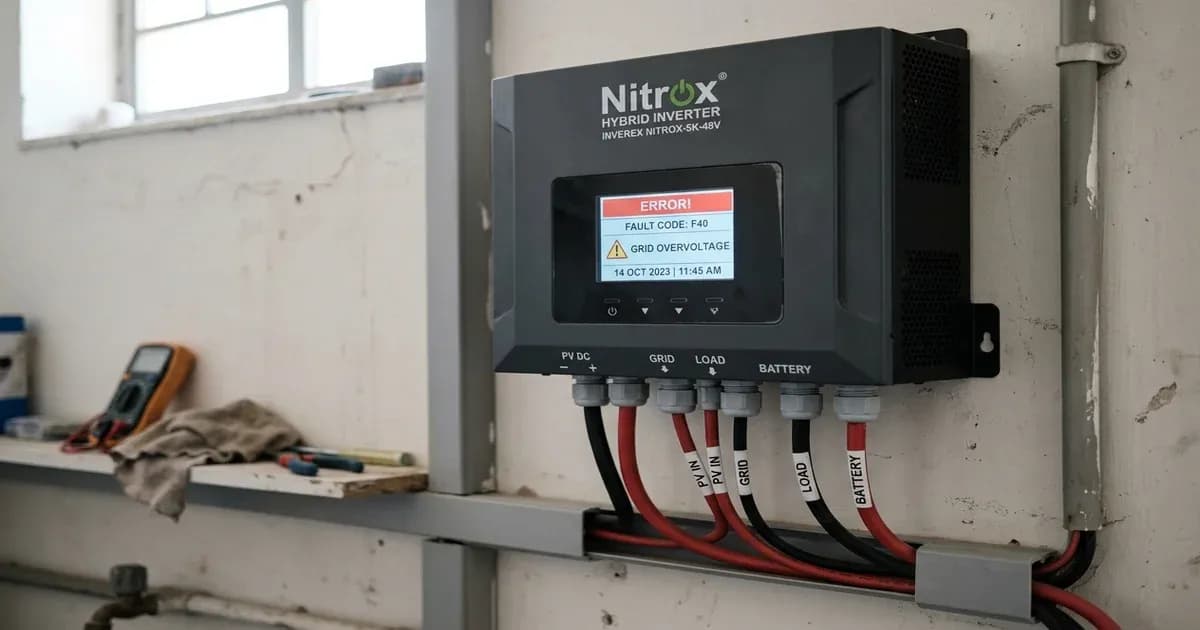 Inverex Nitrox inverter error code troubleshooting — SolarNevs spec card