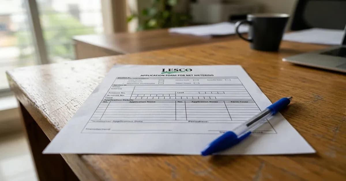 LESCO net metering application guide in Lahore Pakistan — SolarNevs spec card