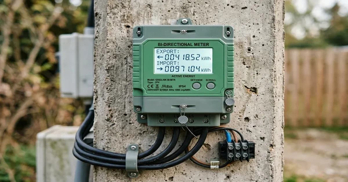 Bidirectional green smart meter for net metering vs net billing in Pakistan — SolarNevs spec card