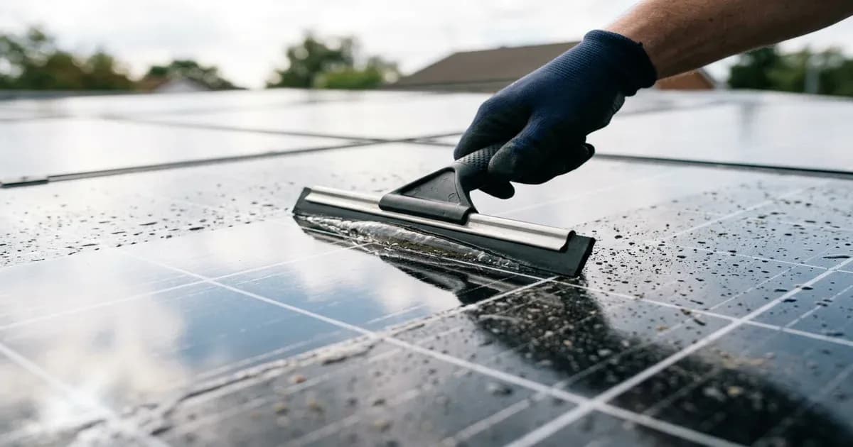Solar panels rooftop squeegee cleaning maintenance in Pakistan — SolarNevs spec card