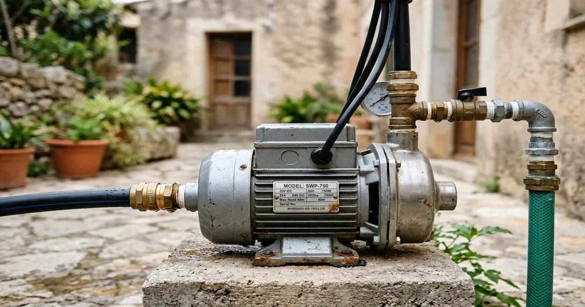 Domestic solar water pump motor installation in Pakistan — SolarNevs spec card