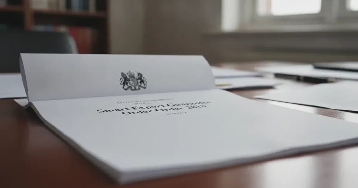 A close-up of the official UK government legislation document for the Smart Export Guarantee Order 2019, with the title clearly visible — SolarNevs spec card