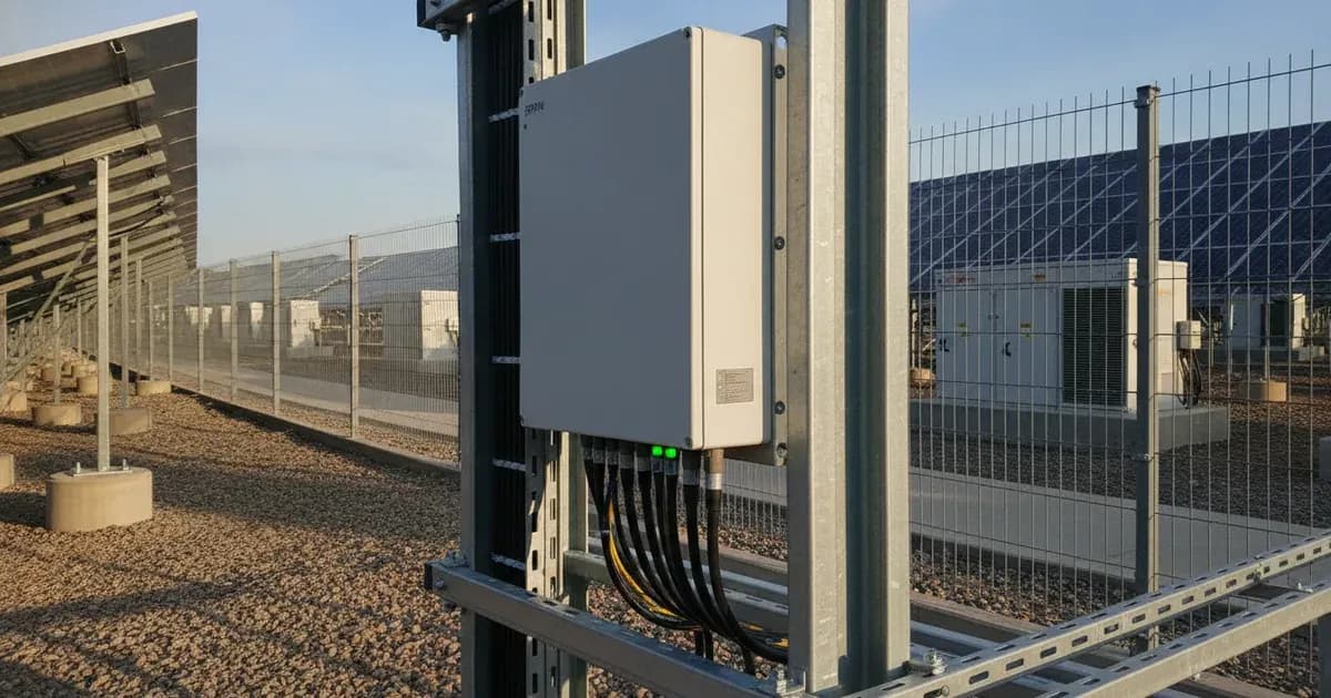 Commercial energy management device mounted in an electrical enclosure with connected communication and power wiring. — SolarNevs spec card
