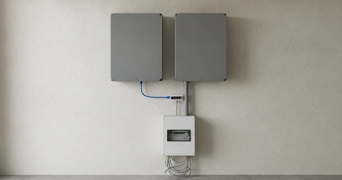 Victron Cerbo GX system controller connected via Ethernet to an SMA Sunny Boy solar inverter with Sunny Explorer software active on a laptop — SolarNevs spec card