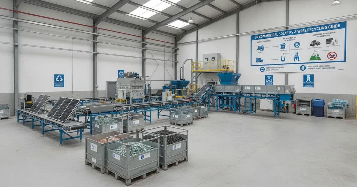 A high quality technical diagram of uk commercial solar pv recycling and weee compliance guide — SolarNevs spec card