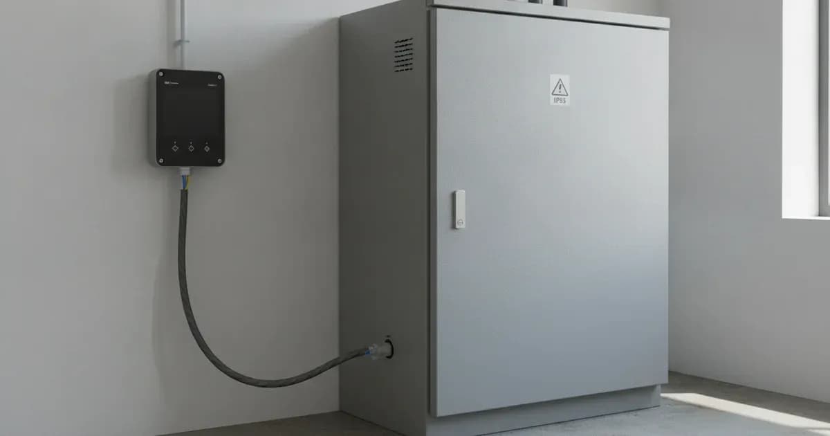 A photo showing a BYD B-Box Res IP55 cabinet connected to a Victron Color Control GX via a CAN bus cable — SolarNevs spec card