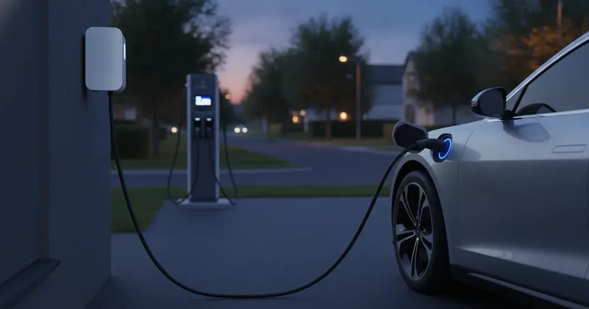 Three chargers side by side — wall outlet, wallbox, highway fast charger — scaled like S, M, L — SolarNevs spec card
