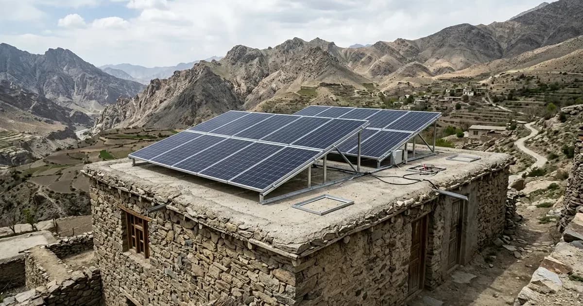 Solar panel installation on a building in a rugged mountainous landscape in Pakistan. — SolarNevs spec card