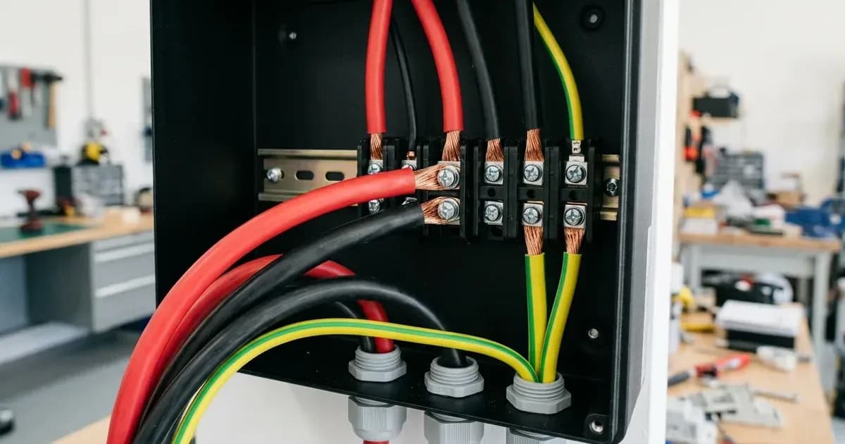 Electrical conduit and power cables connected to auxiliary output terminals on a hybrid solar inverter. — SolarNevs spec card