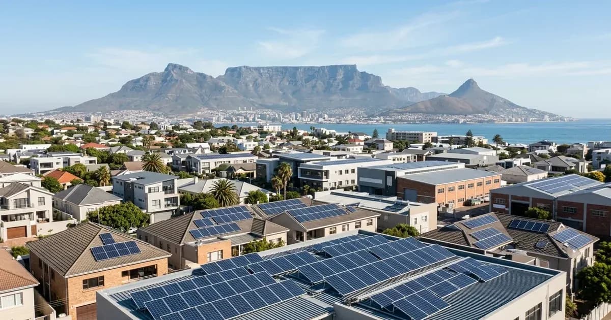 Rooftop solar installations on residential and commercial buildings across Cape Town, South Africa. — SolarNevs spec card