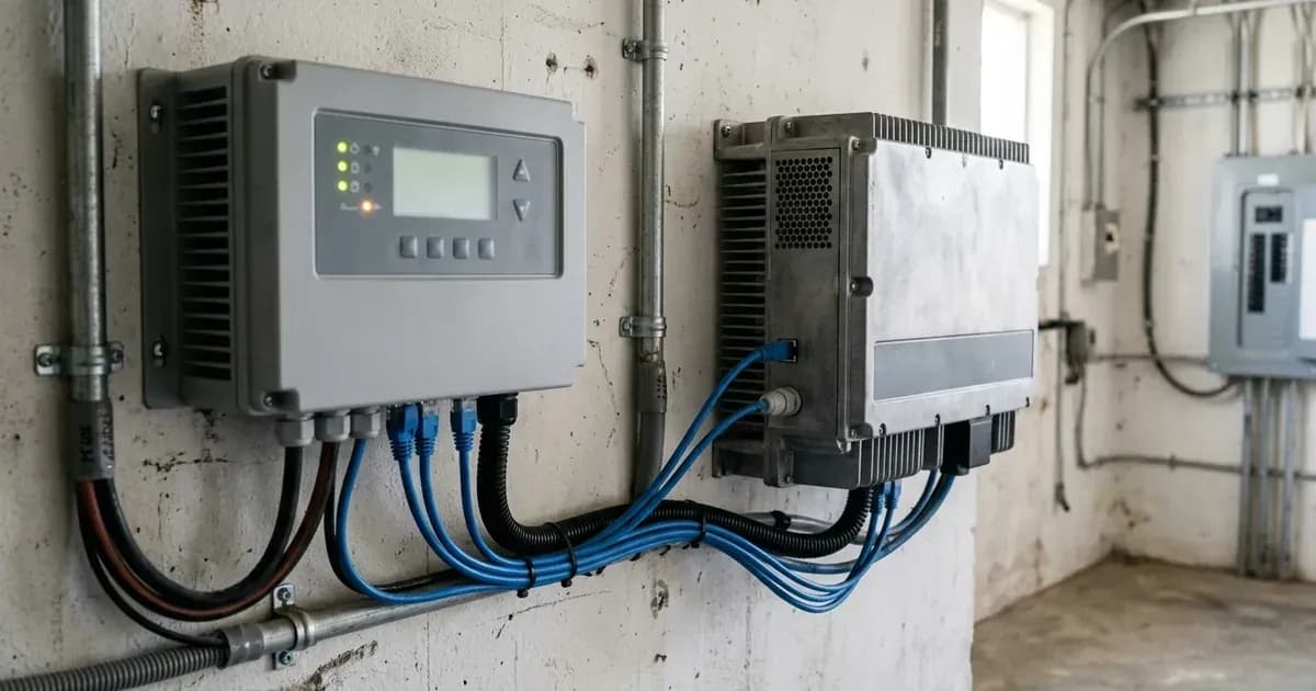 Solar energy gateway controller connected to an inverter with network communication cabling. — SolarNevs spec card
