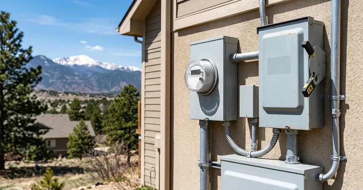 Residential outdoor electrical service entrance and disconnect switch box in Colorado. — SolarNevs spec card