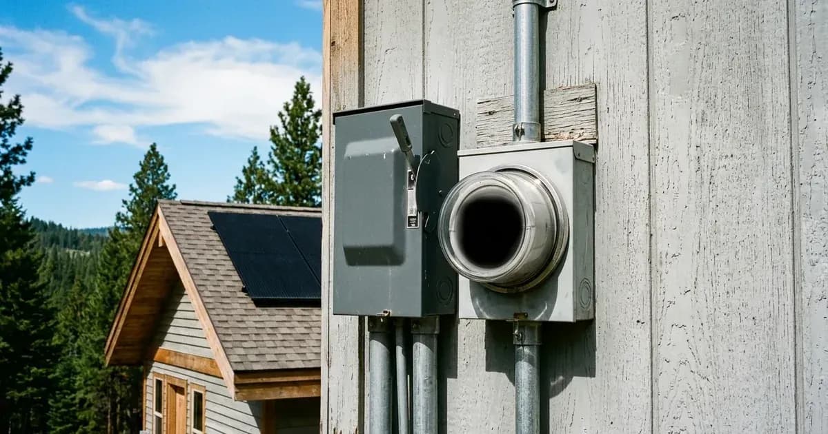 Outdoor AC disconnect switch, conduit, and meter enclosure on an Idaho home with rooftop solar. — SolarNevs spec card