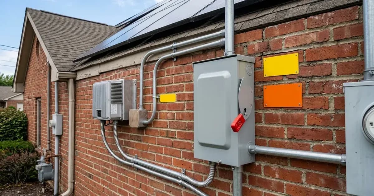 Distributed generation solar disconnect switch, inverter, and conduit mounted on a brick exterior wall. — SolarNevs spec card