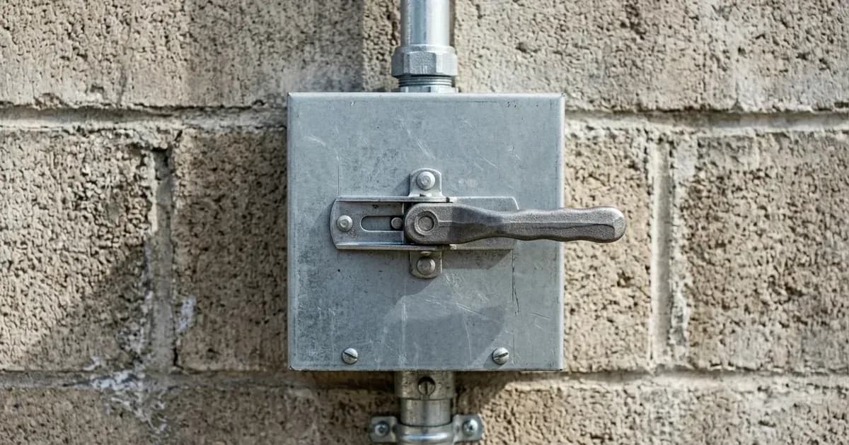 Metal exterior safety disconnect switch with handle mounted on a masonry wall with conduit. — SolarNevs spec card