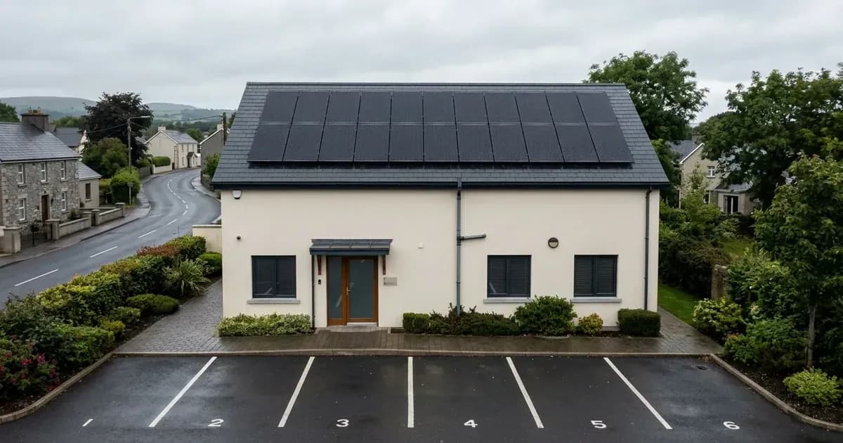 Solar panels mounted on the roof of a non-domestic commercial premises in Ireland — SolarNevs spec card