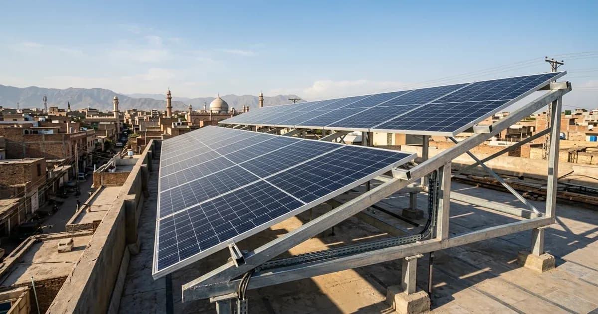 Risen brand solar panels mounted on a roof steel frame structure under warm sunlight — SolarNevs spec card