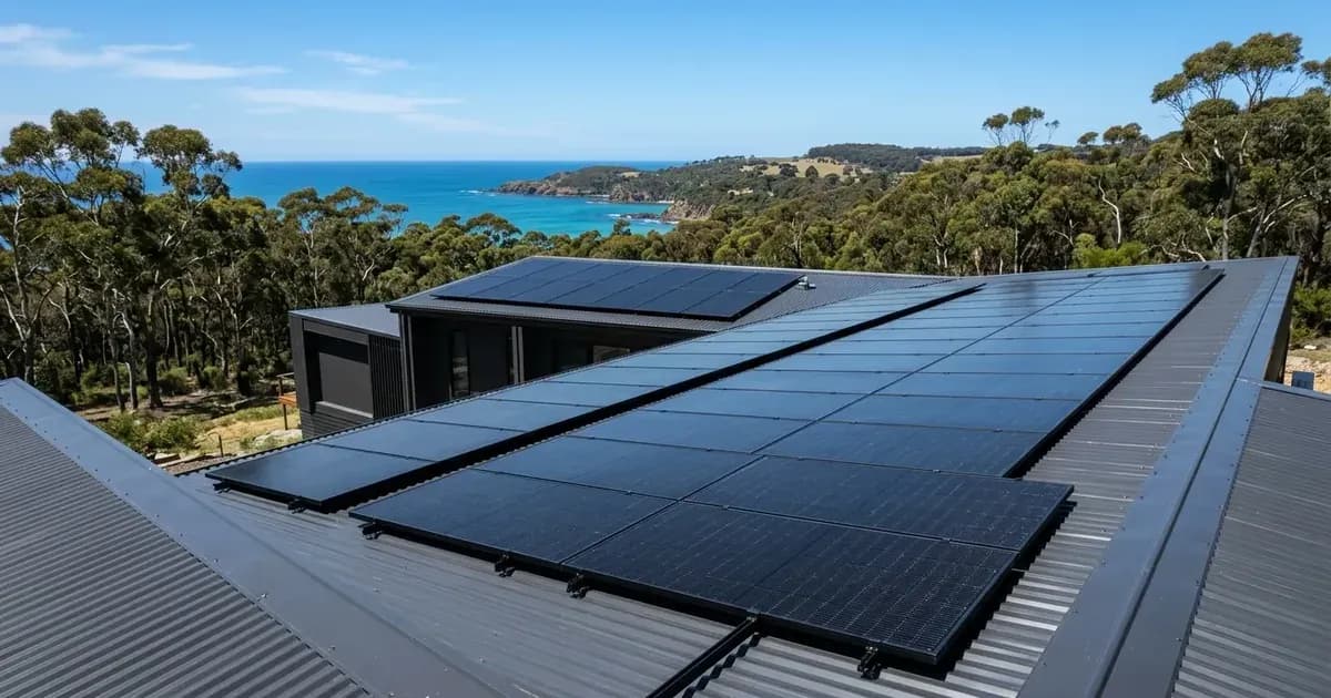 Premium N-type solar panels installed on a residential metal roof in Australia — SolarNevs spec card