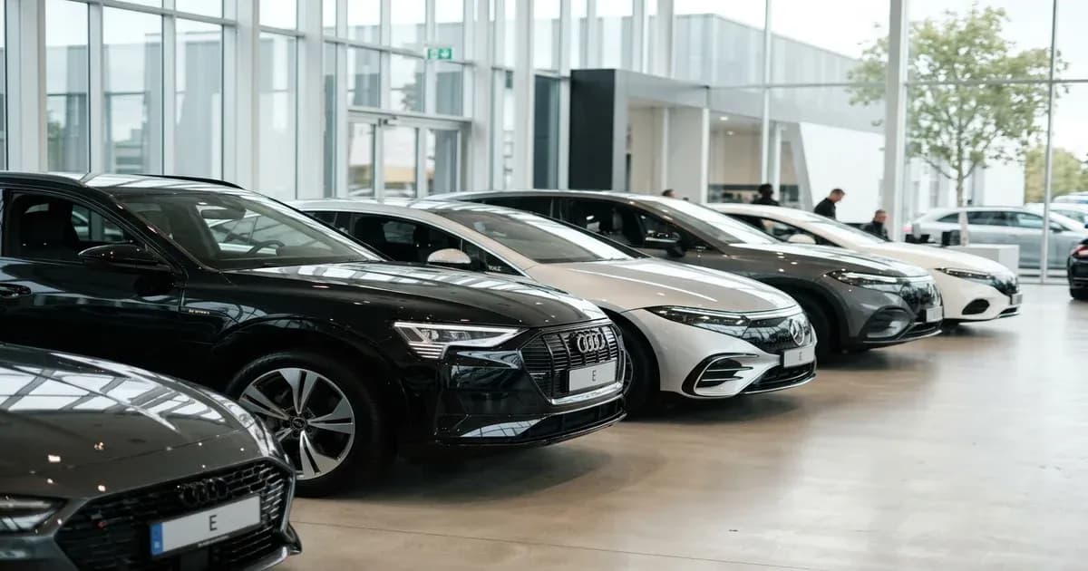 A row of modern electric cars parked at a showroom in Pakistan — SolarNevs spec card