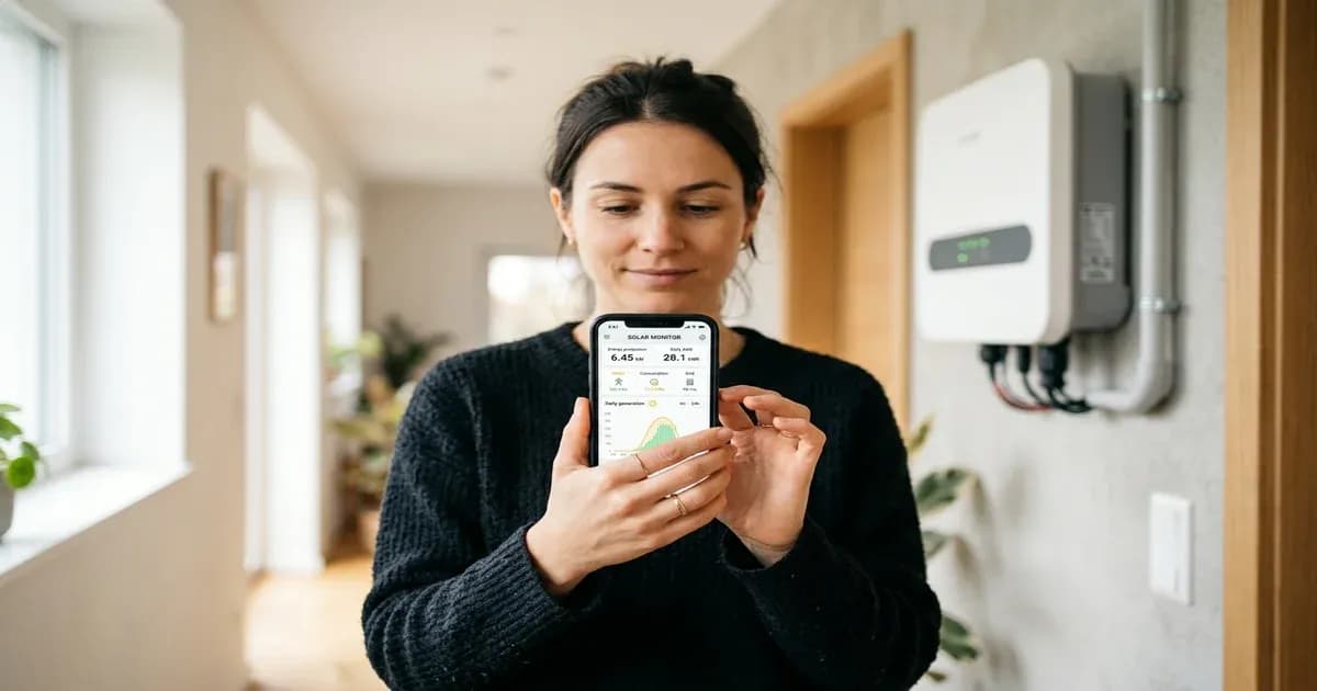 Inverter monitoring app on smartphone — SolarNevs spec card