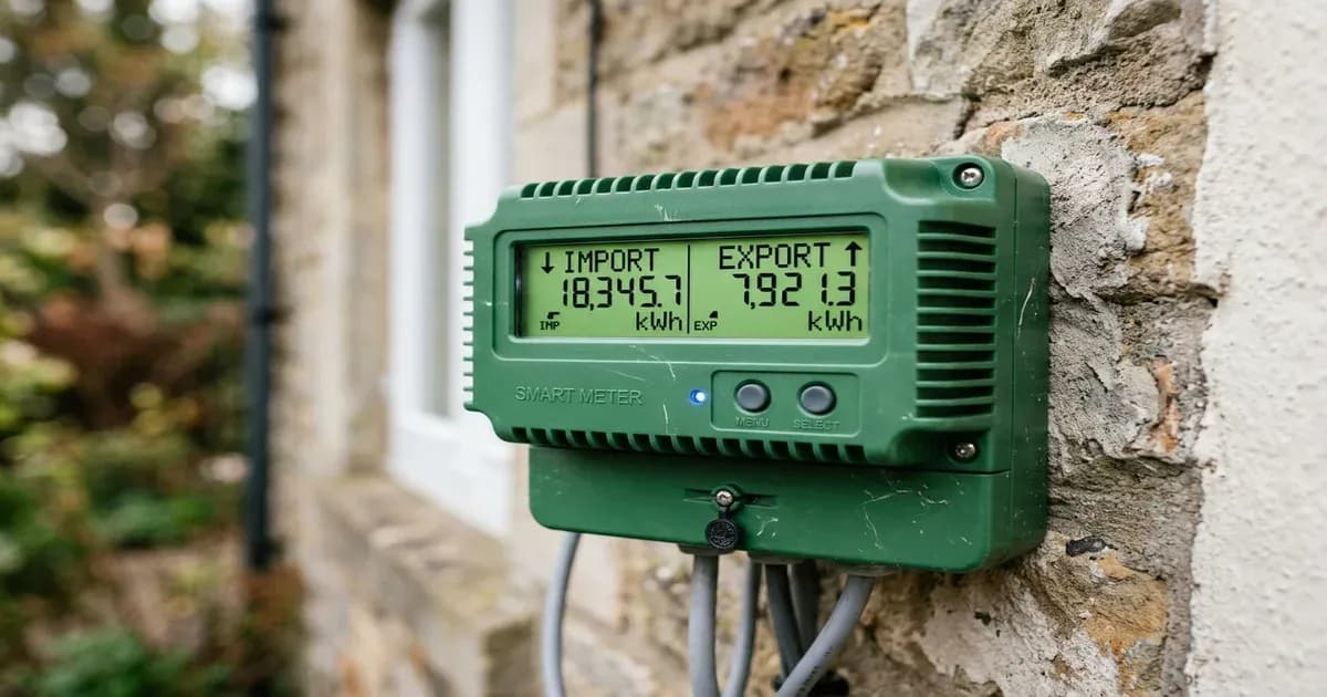 Green bidirectional smart meter readings explainer in Pakistan — SolarNevs spec card