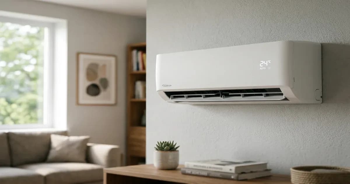 Inverter air conditioner unit wall installation in a residential room — SolarNevs spec card