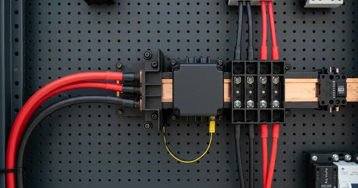 Victron Lynx Shunt VE.Can module bolted seamlessly between a Lynx Power In and Lynx Distributor in a high-capacity 48V DC power system — SolarNevs spec card