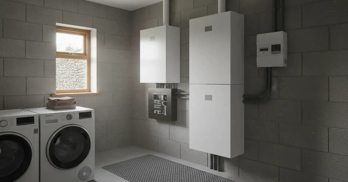 Photo of a home battery storage system installed in an Irish home — SolarNevs spec card