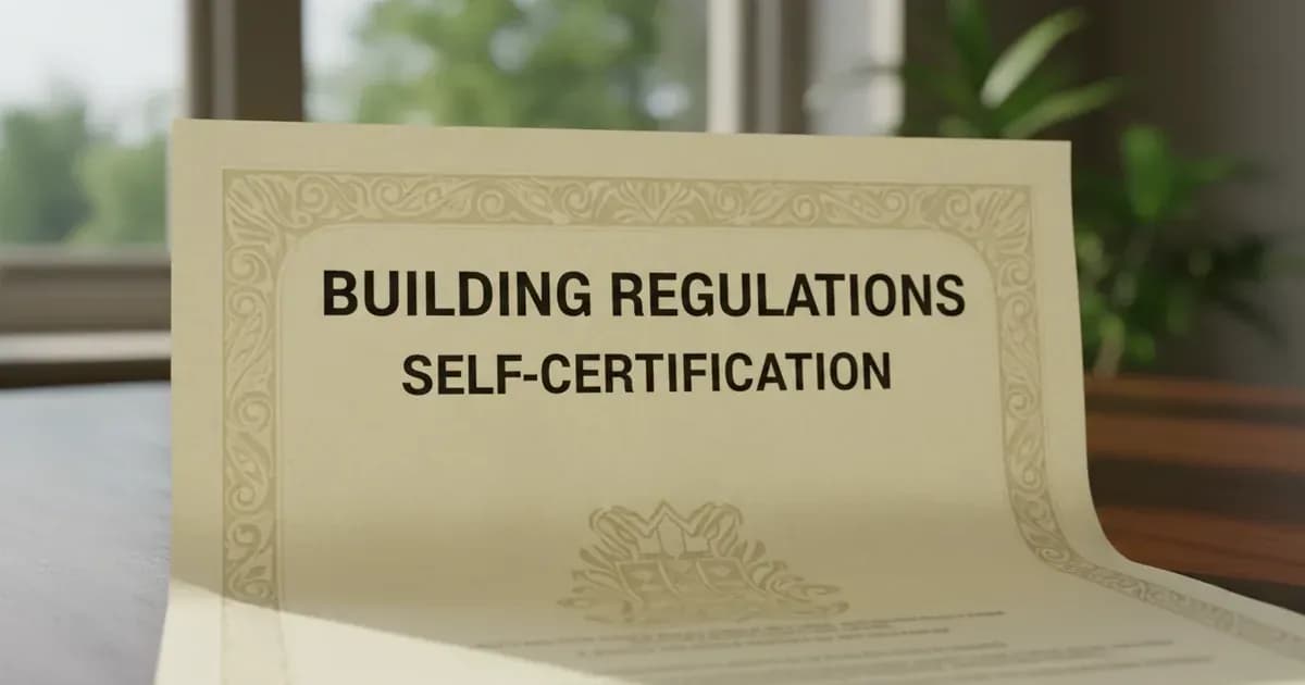 A close-up of a certificate or official document with "Building Regulations" and "Self-Certification" visible — SolarNevs spec card