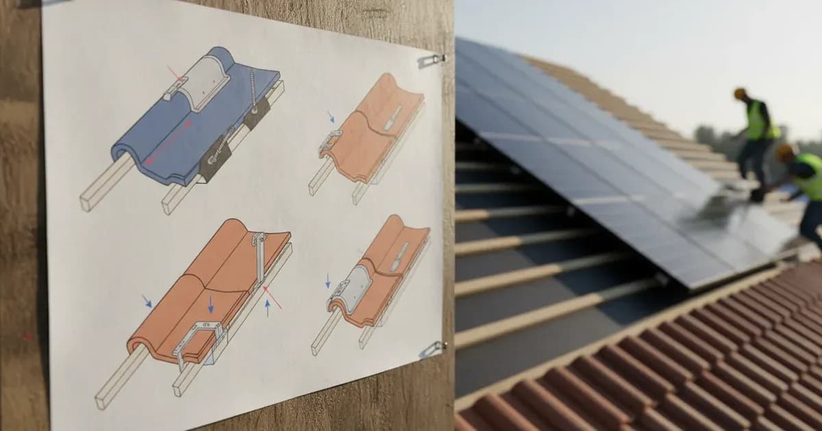 A high quality technical diagram of uk commercial solar slate and tile roof penetration guide — SolarNevs spec card
