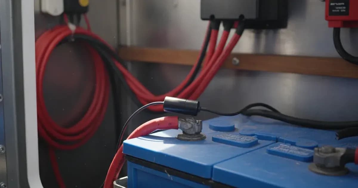 A Victron temperature sensor attached to a battery terminal — SolarNevs spec card